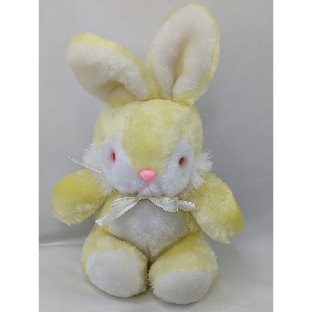Walmart Yellow Rabbit Plush 9 Inch Pink Eyes Stuffed Animal Toy